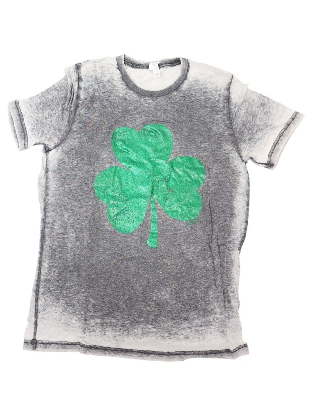 Unisex Bella + Canvas Glittery Shamrock Burnout Tee T-Shirt Medium Irish